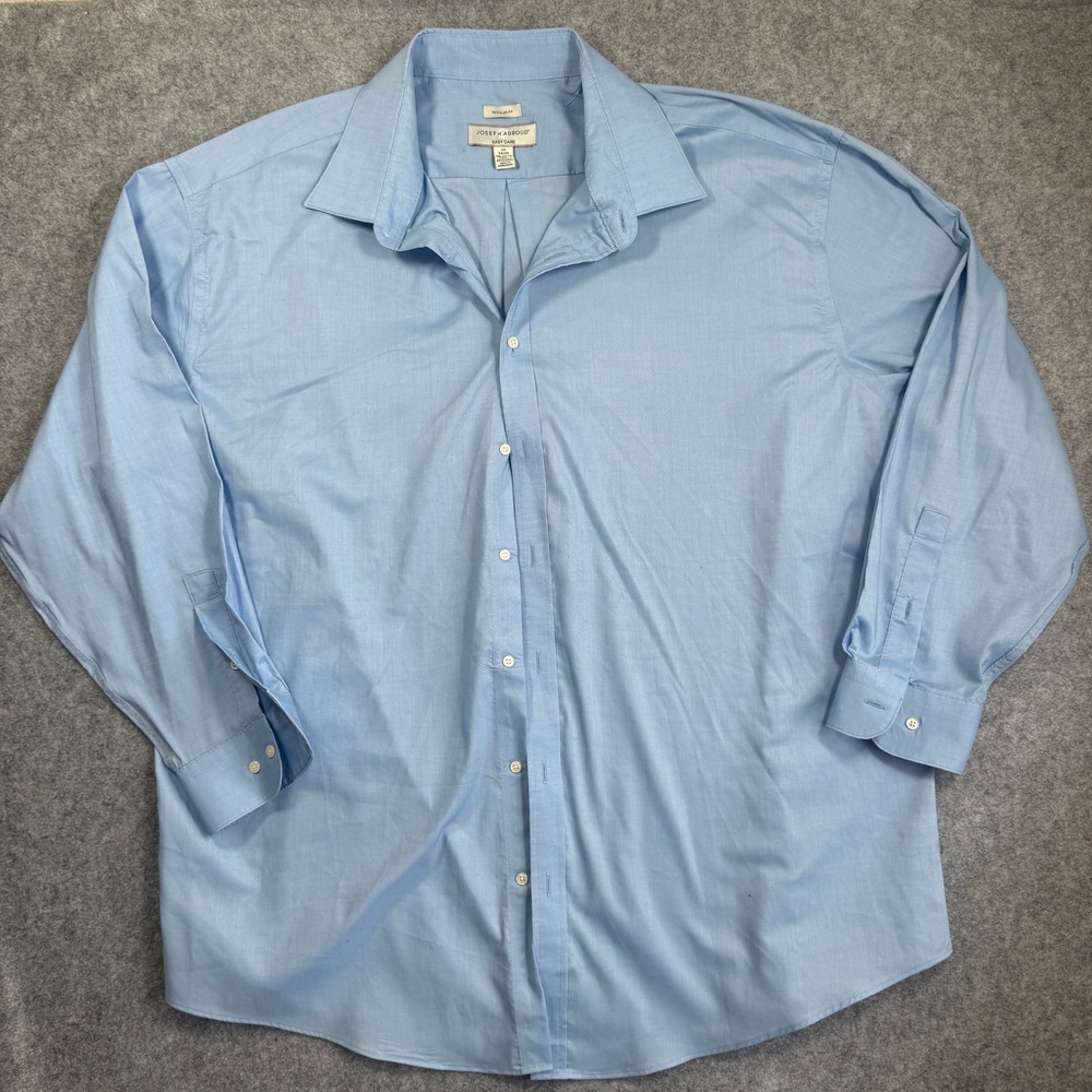 Joseph Abboud Mens Easy Care Dress Shirt 19 34/35 Light Blue Stretch Regular Fit